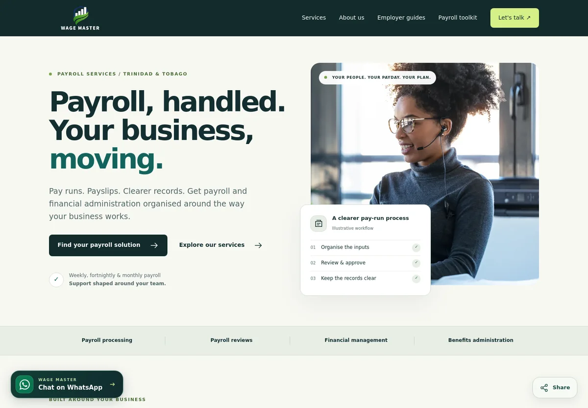 The custom Wage Master homepage built by DSDillon